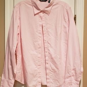 Eddie Bauer pink striped large shirt